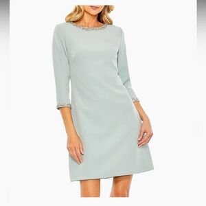 Mac Duggal Light Blue Embellished Midi Dress